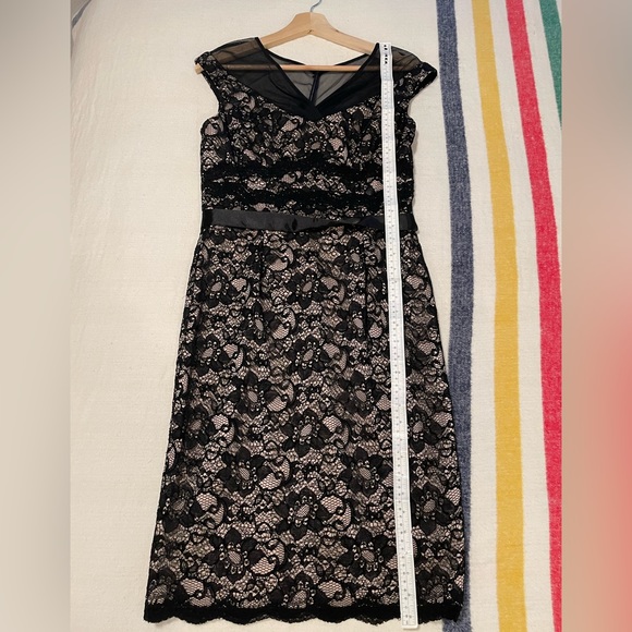 Classic Silhouette Lace Overlay Bodycon Dress - Picture 6 of 9